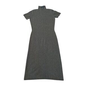 Women's Grey Short-Sleeve Turtleneck Mini Dress